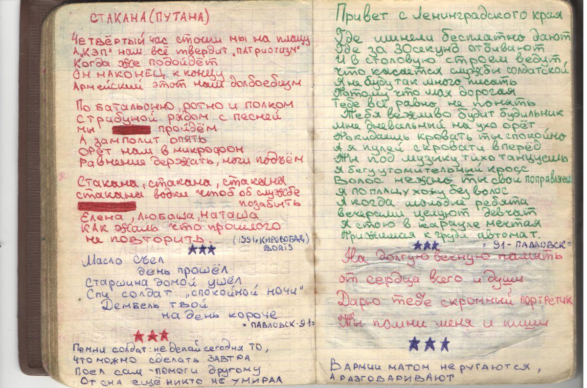 в/ч 86622 и в/ч 54234-В, 1991-1993, Захаров Владимир, армейский блокнот